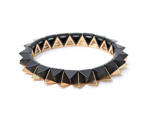 Men's Black & Gold Spike Stud Bracelet