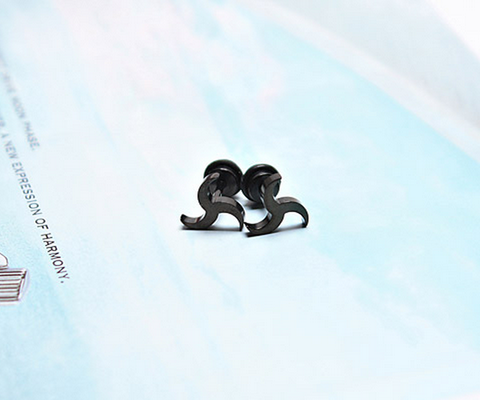 Men's Black Tornado Stud Earrings 10mm