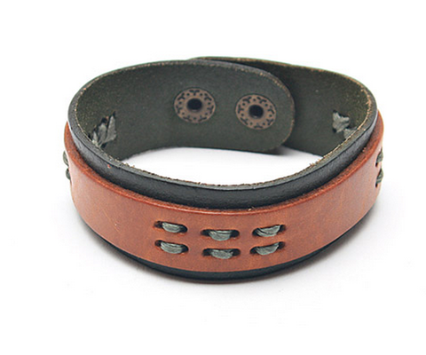 Men's Classic Leather Stitch Bracelet