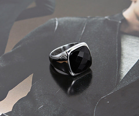 Men's Bold Onyx Cubic Ring