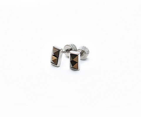 Men's Onyx Pyramid Stud Earrings 4mm