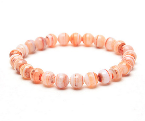 Men's Orange Natural Stone Bracelet