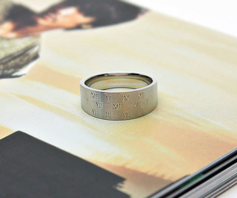 Men's Print Roman Numerals Ring