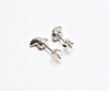 Men's Silver Dragon Tooth Stud Earrings 8mm