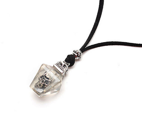 Men's Skull Crystal Leather Necklace