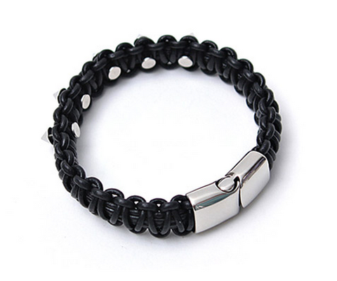 Men's Spike Leather Twist Bracelet