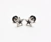 Men's Stainless Steel & Black Star Stud Earrings 10mm