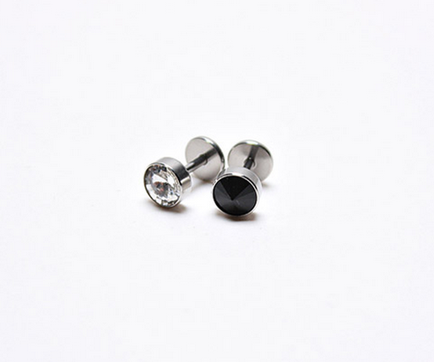 Men's Steel Onyx & Cubic Zirconia Stud Earring 8mm