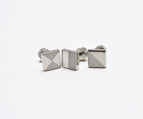 Men's Two Pattern Square Stud Earrings 8mm