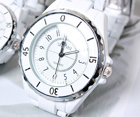 Men's White Metallic Watch