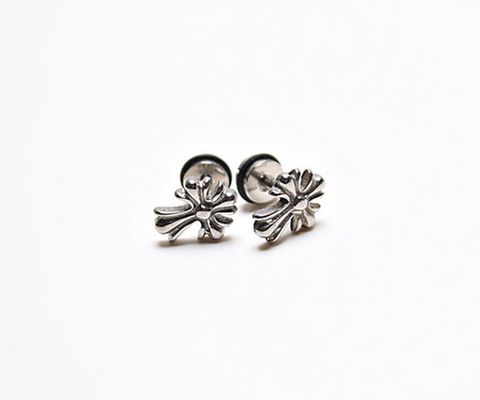 Vintage Cross Stud Men's Earrings 9mm